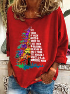 Retro Hippie Christmas I See Trees Of Green, Red Roses Too I See Them Bloom For Me And You And I Think To Myself What A Wonderful World Print Sweatshirt