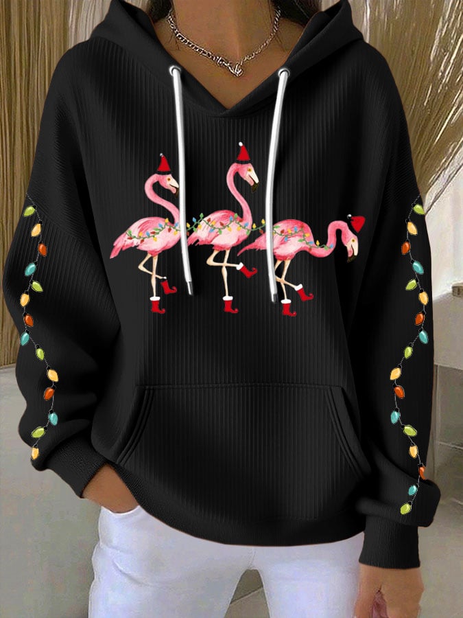 Women's Christmas Flamingo Print Casual Sweatshirt
