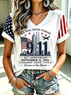 Women's  Retro  9.11 Never Forget Print T-shirt