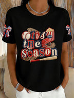 Women's Retro Baseball Is My Favorite Season  Print T-Shirt