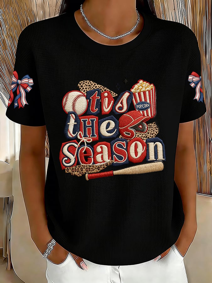 Women's Retro Baseball Is My Favorite Season  Print T-Shirt