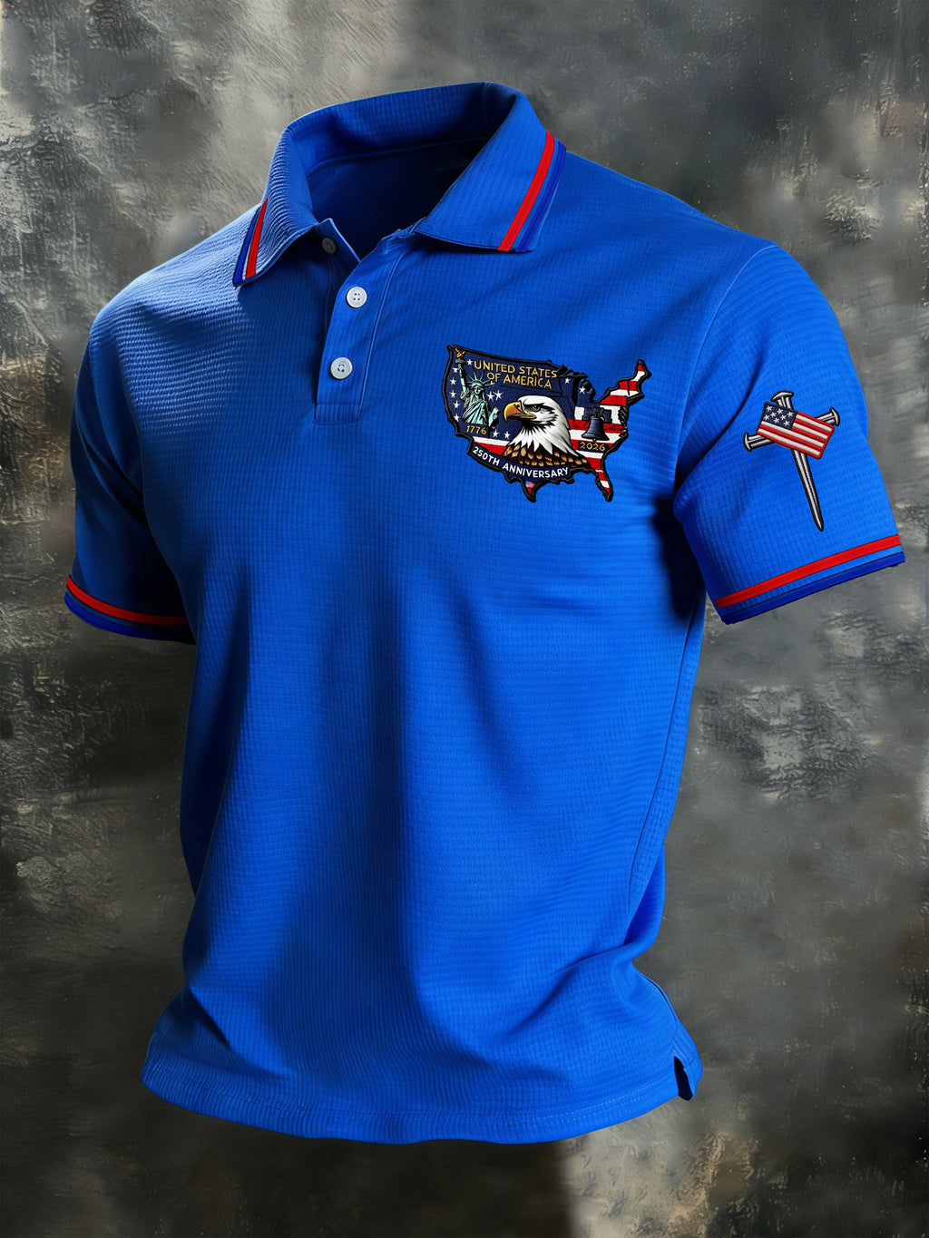 Men's Patriotic Print Polo Shirt