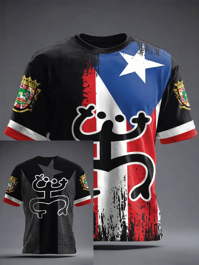 Men's Puerto Rico Art Printed Short-sleeved T-shirt