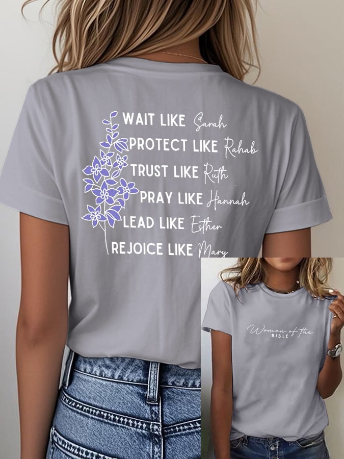 Women'S Casual Women Of The Bible Print Short Sleeve T-Shirt