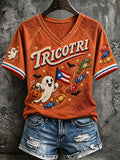 Women'S Puerto Rico Halloween Print T-Shirt