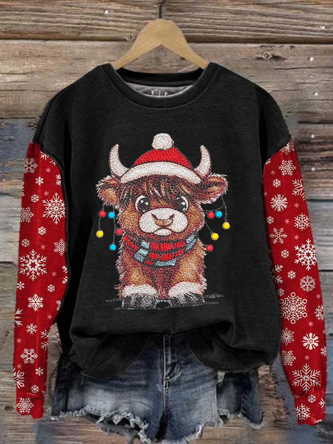 Women's Casual Christmas Highland Yak Sweatshirt