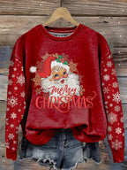 Women's Casual Christmas Pink Santa Claus Sweatshirt