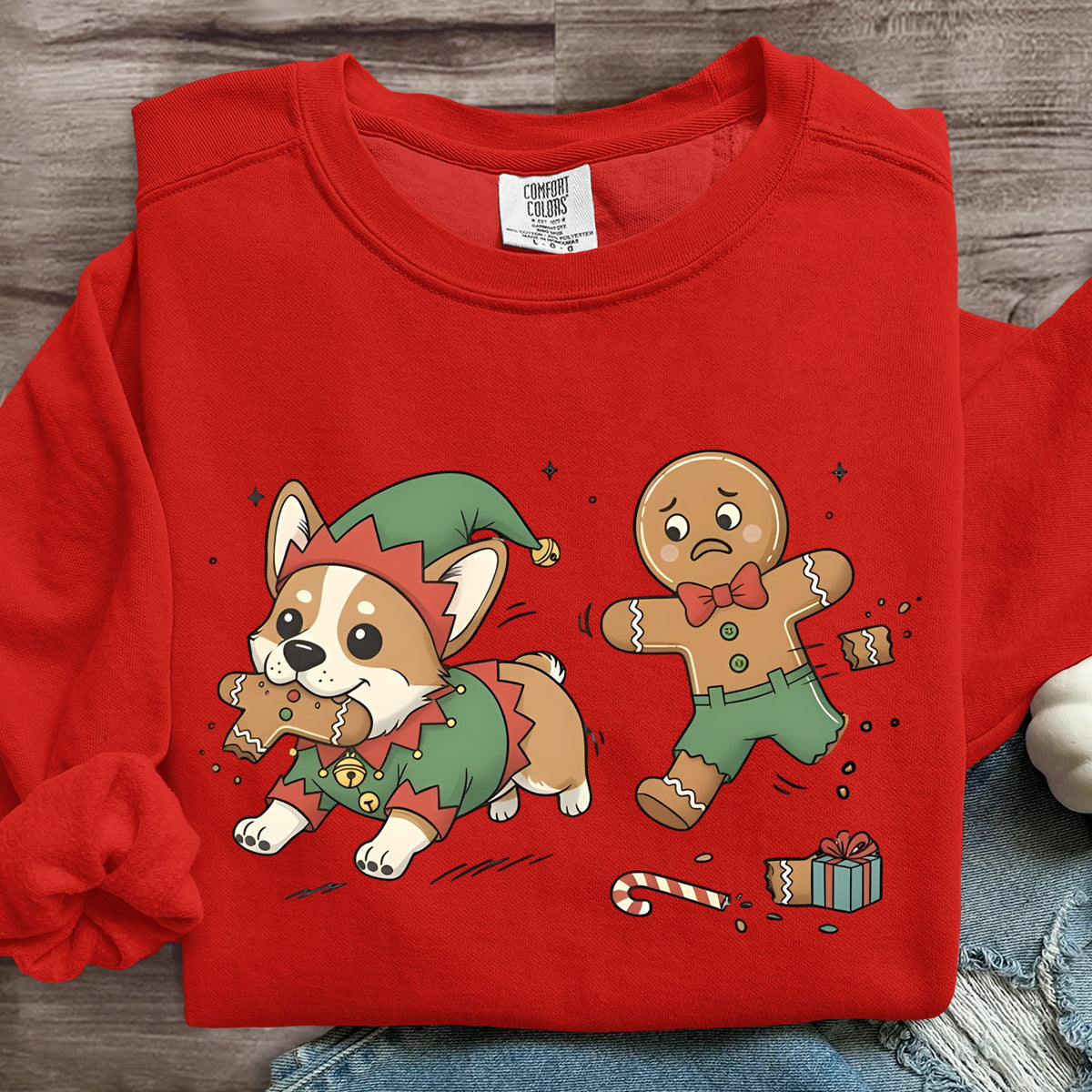 Funny Christmas Dog Art Print Sweatshirt