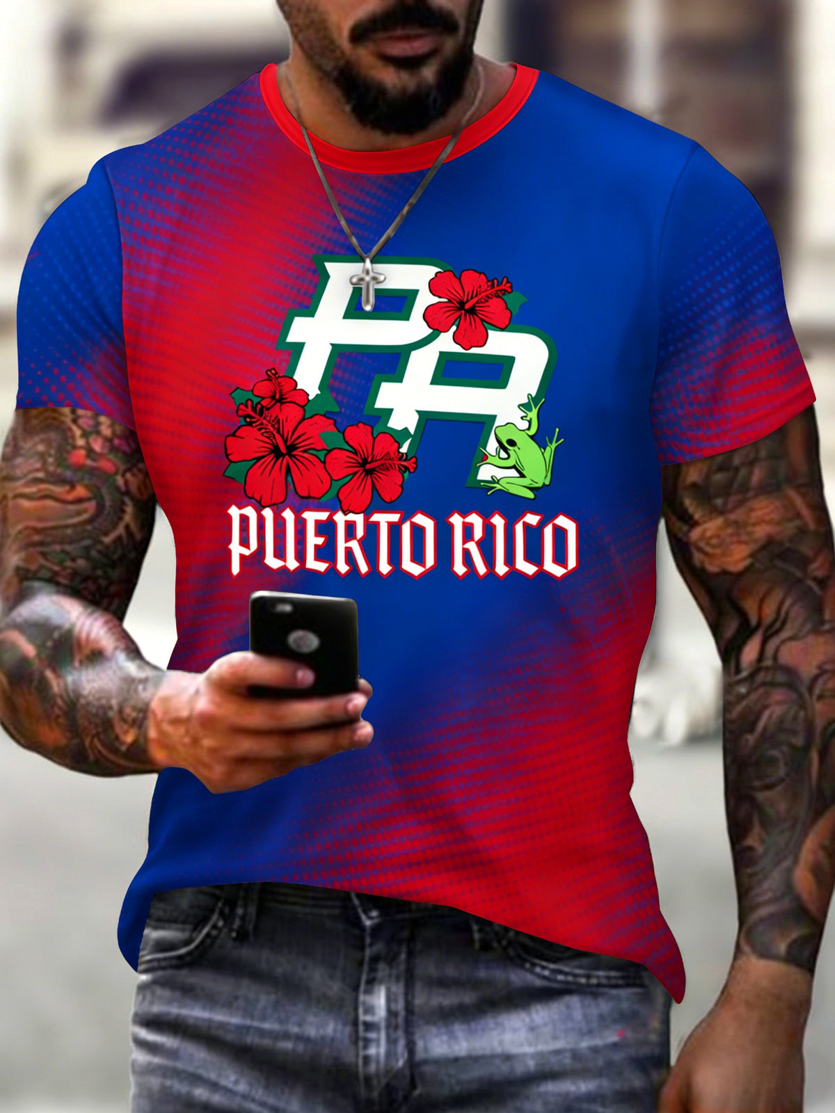 Men's Puerto Rico Baseball Print T-Shirt