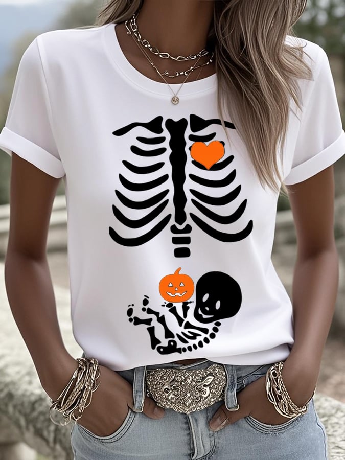 Women's Skeleton Halloween Maternity T-Shirt