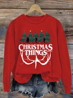 Women's Casual Christmas Dog Print Long Sleeve Sweatshirt