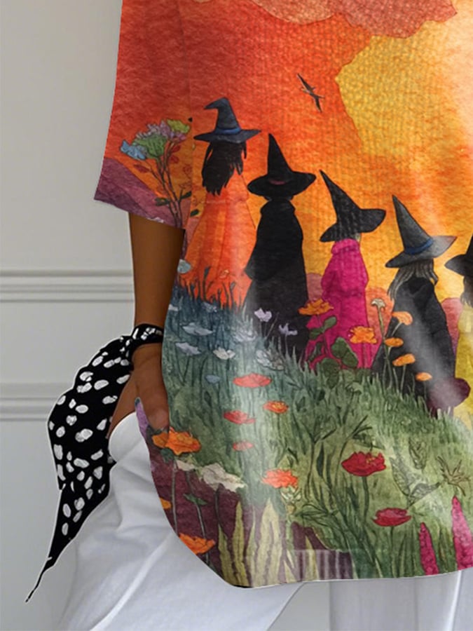 Women's Halloween Witch Print T-Shirt