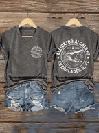 Women's  Alligator Alcatraz Funny Florida Everglades Dark Humor Print T-Shirt