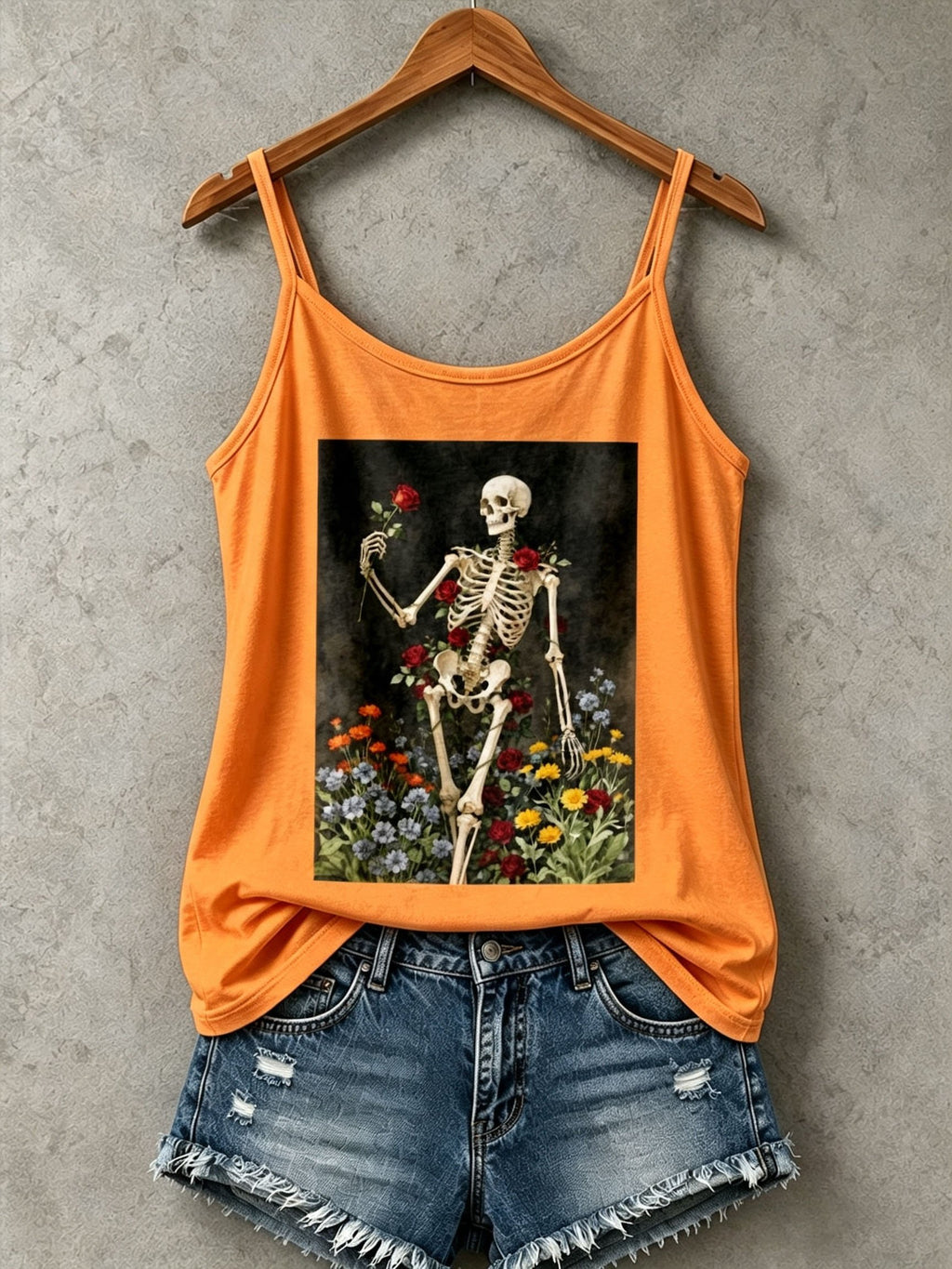 Women's Retro Halloween Skull Print Tank Top