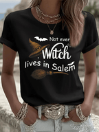 Women's Halloween Printed Round Neck T-Shirt