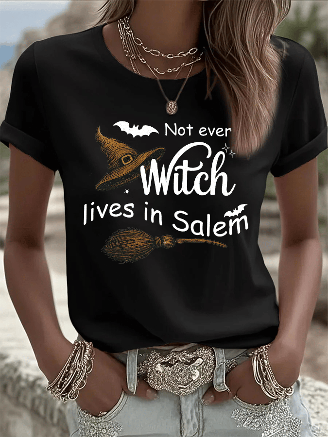 Women's Halloween Printed Round Neck T-Shirt