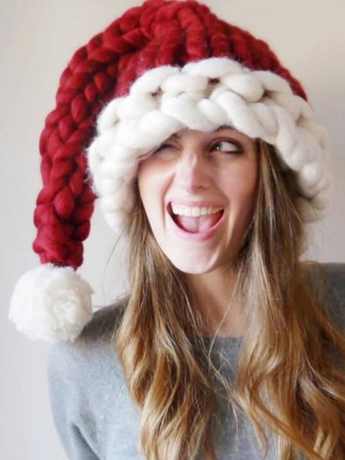 Hand-Knitted Warm Christmas Hat