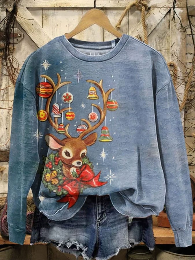 Women's Christmas Print Crew Neck Sweatshirt