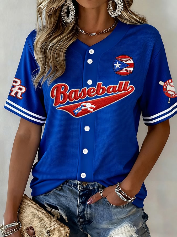 Women's  Baseball  Print Shirt