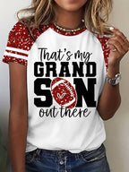 Women's Football That's My Grandson Out There Print Casual T-Shirt