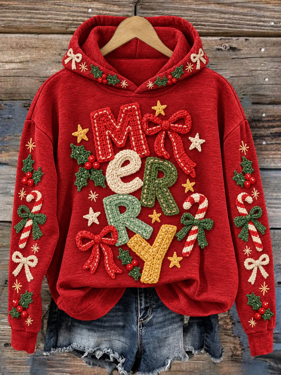 Women's Retro Christmas Print Hoodie