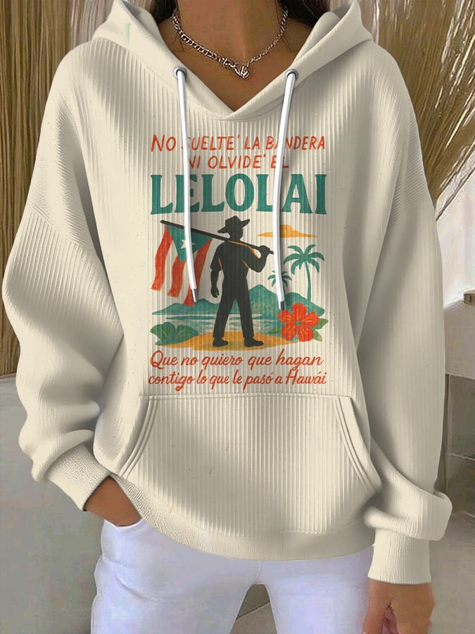 Puerto Rico Color Leisure Women's Print Casual Hoodies