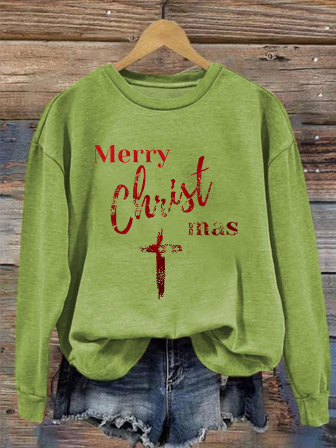 Women'S Casual Merry Christmas (Commemorating The Birth Of Jesus Christ) Printed Sweatshirt