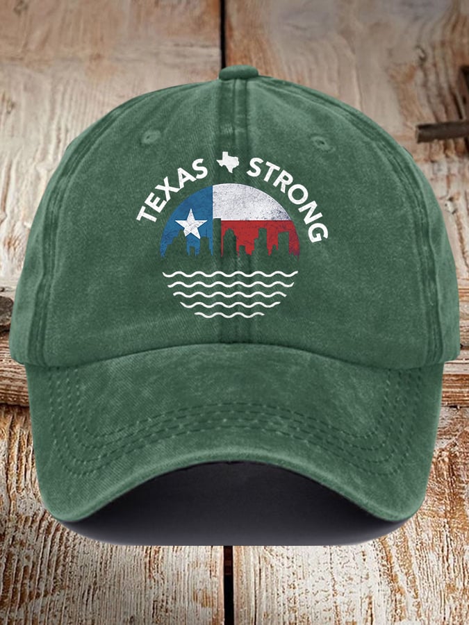 Retro Texas Strong State Flag Print Baseball Cap