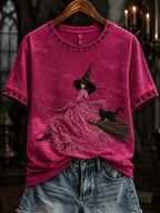 Women's Halloween Witch Print T-shirt
