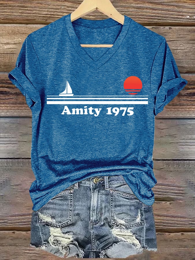 Women's Amity Island 1975 Print T-shirt