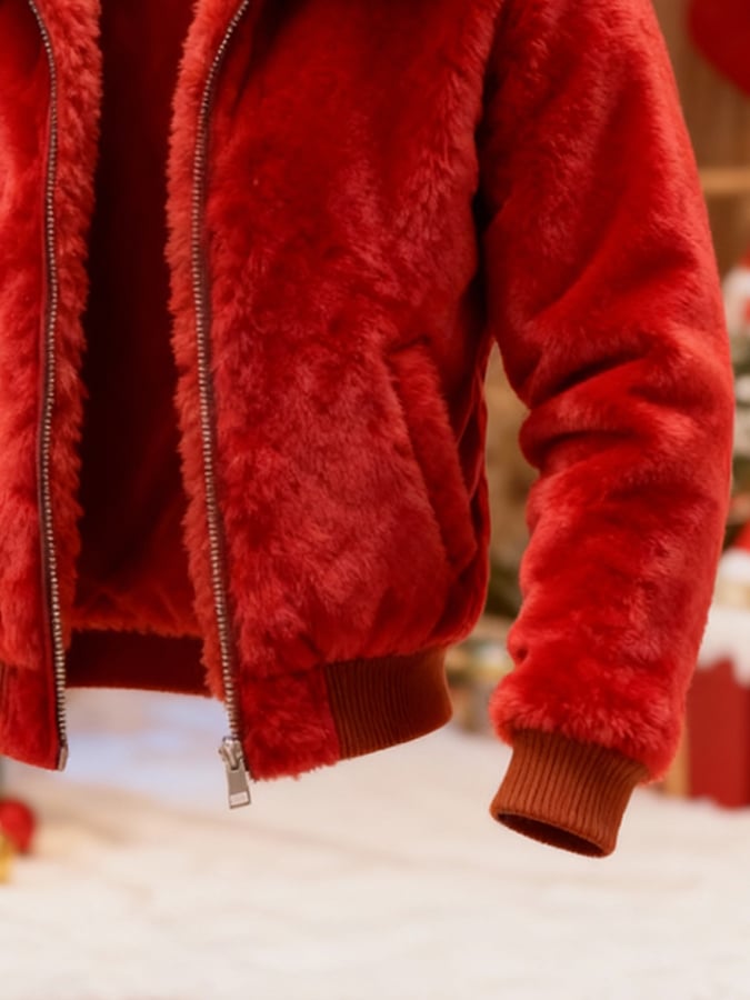 Men'S Plush Warm Fleece Christmas Jacket