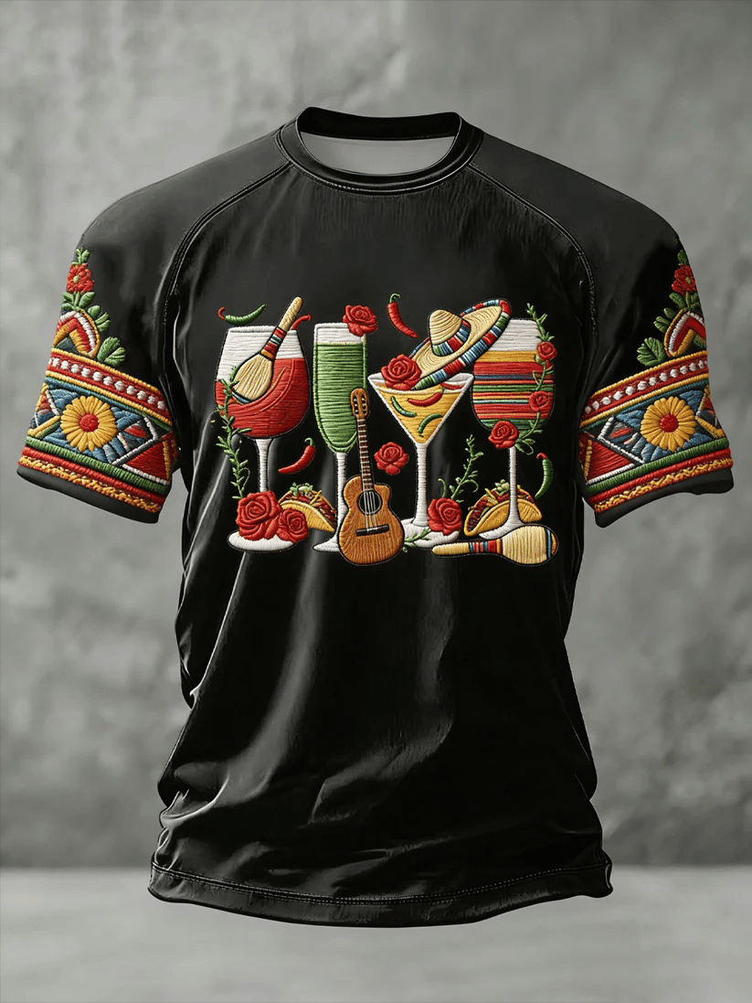 Men's Retro Cinco de Mayo Print Raglan Sleeve T-Shirt