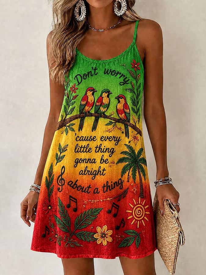 Women's Reggae-Print Camisole Dress