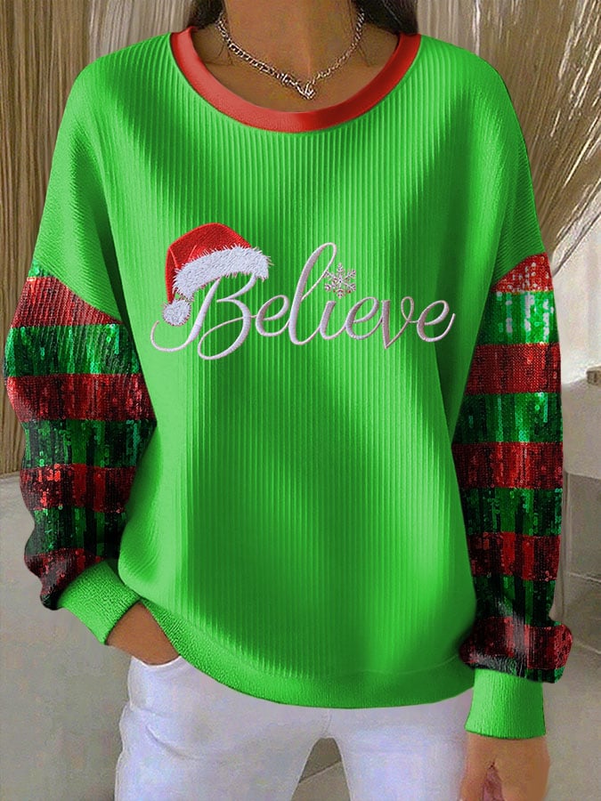 Women's Casual Print Long Sleeve Knit Top