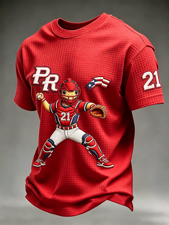 Men's Puerto Rico Baseball Print Short-Sleeve T-Shirt