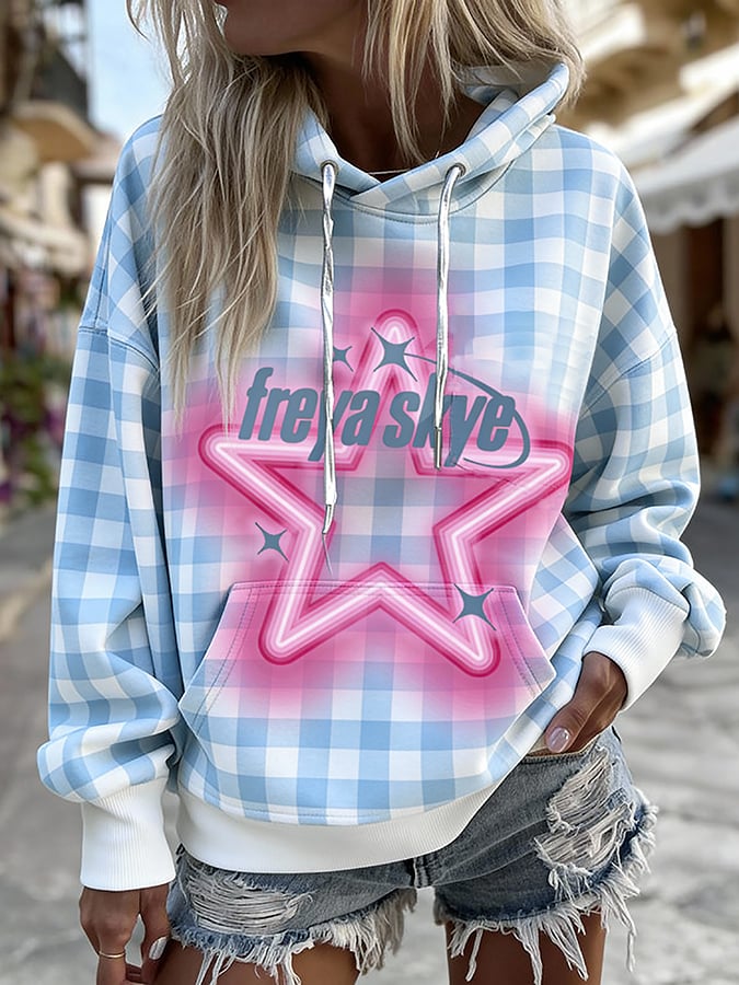 Women's Pink Floral Art Print Hoodie