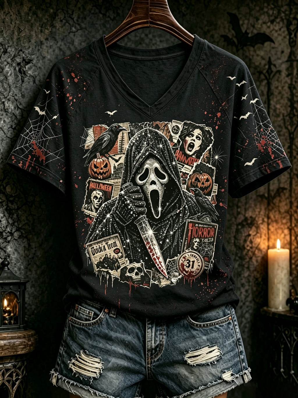Women's Halloween Casual Art Printed T-shirt
