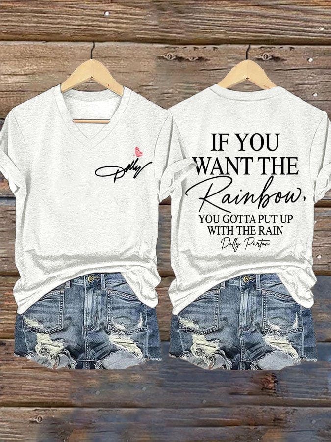 🔥🔥2nd 50% Off 🔥🔥Women's If You Want The Rainbow You Gotta Put Up With The Rain Print T-shirt