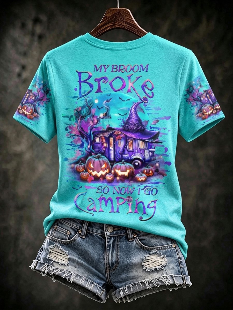Women's Halloween Print Short-Sleeve Top