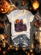 V-Neck Retro Funny Halloween Basketball Don't Point At Me Trick Or Treat Print T-Shirt