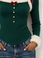 Women's Long-Sleeve Top with Raw-Edge Paneling
