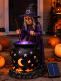 Halloween Witch Glowing Pot Solar Lamp Ornament