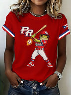 Women's Baseball Print Waffle T-shirt