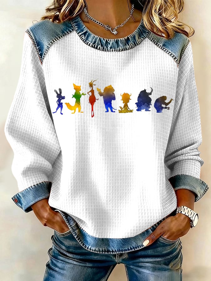 Retro Animals Print Sweatshirt
