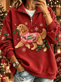 Women's Retro Christmas Dog  Print Top