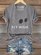 Women's "Hot Singer" Printed V-Neck T-Shirt