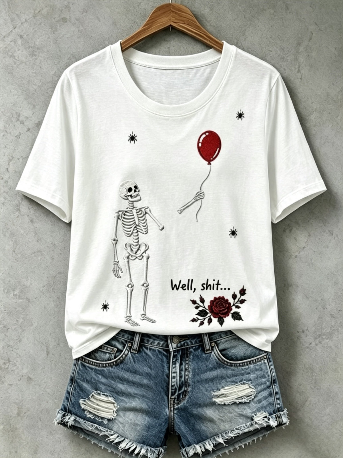 Women's Retro Halloween Well, shit... Print Raglan Short-Sleeved T-Shirt