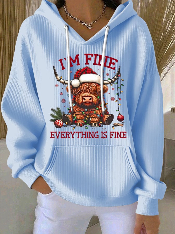 Women's Christmas Highland Cow Print Long Sleeve Top