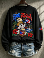 Women's Halloween In Puerto Rico Printed Long-Sleeve Sweatshirt