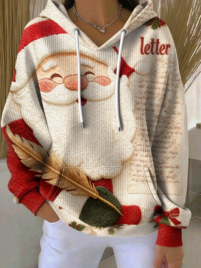 Women's Casual Christmas Print Hooded Sweatshirt